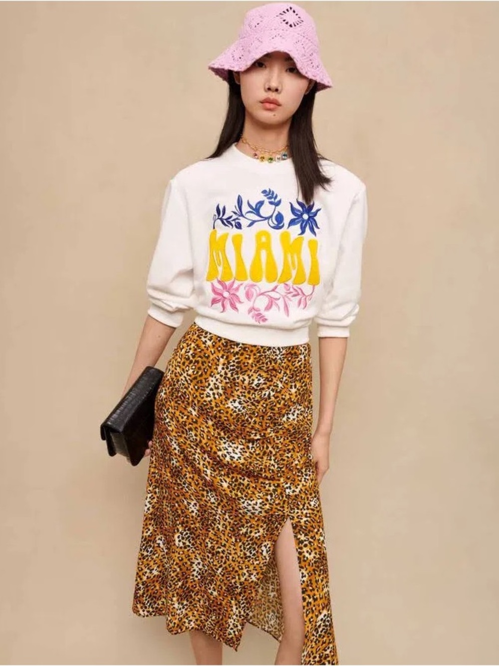 Maje Jipard Viscose Leopard Midi Skirt - Size 36 - NWT